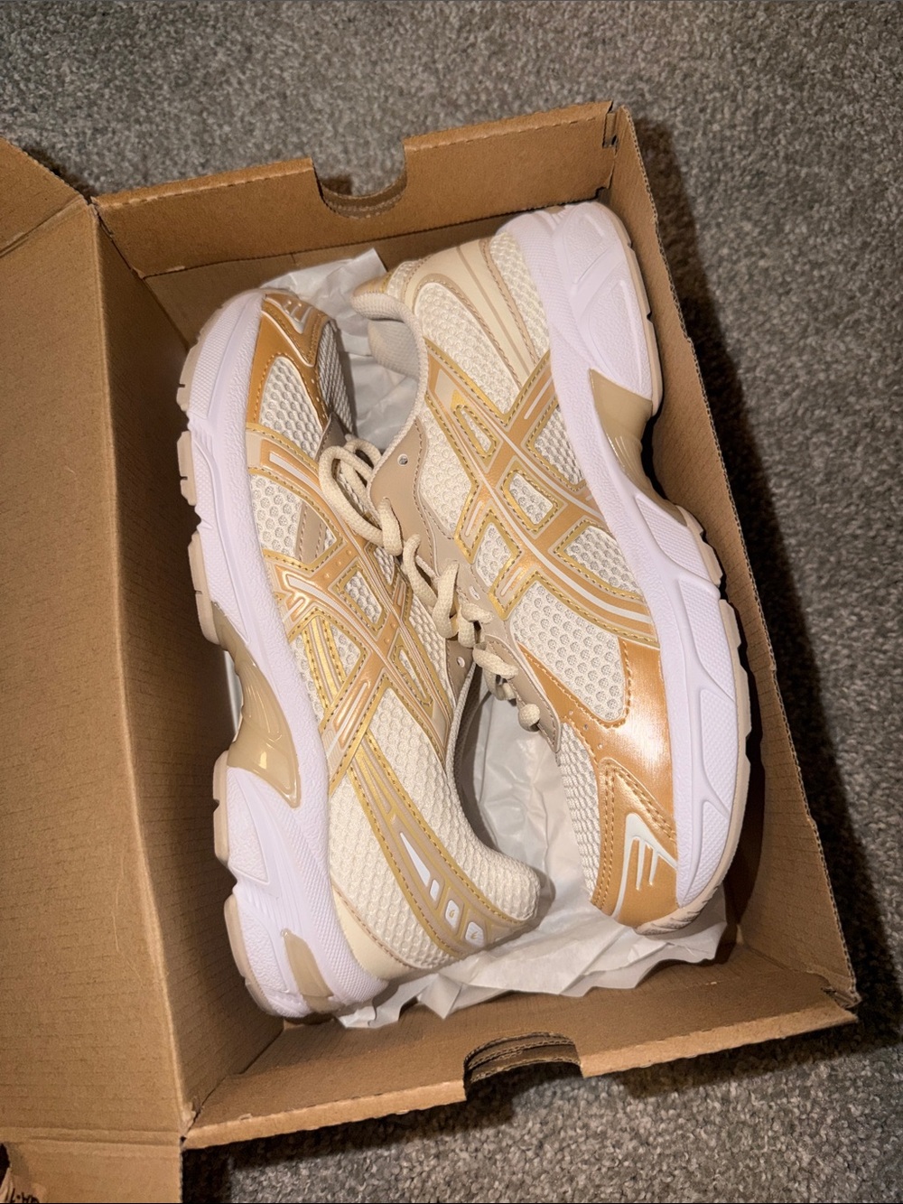 Asics Women's Cream and White Mesh Running Sneakers